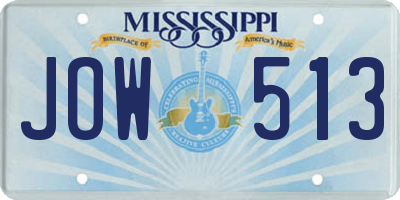 MS license plate JOW513