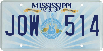 MS license plate JOW514