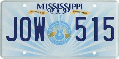 MS license plate JOW515