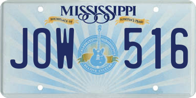 MS license plate JOW516
