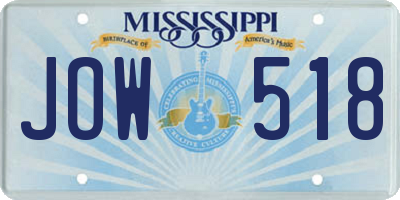 MS license plate JOW518
