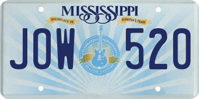 MS license plate JOW520