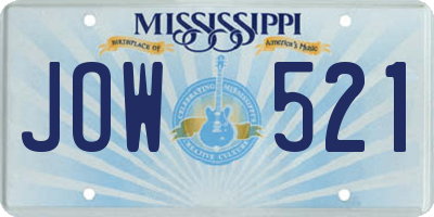 MS license plate JOW521