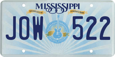 MS license plate JOW522