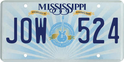 MS license plate JOW524