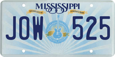 MS license plate JOW525