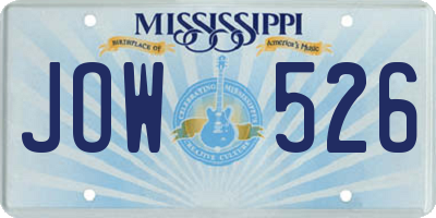 MS license plate JOW526