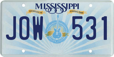 MS license plate JOW531