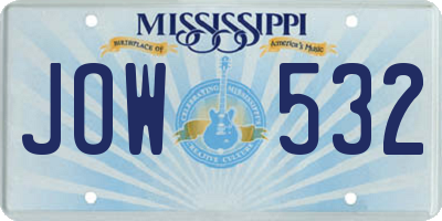 MS license plate JOW532