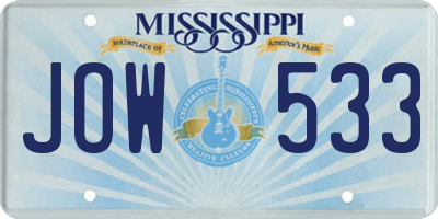 MS license plate JOW533