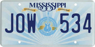 MS license plate JOW534