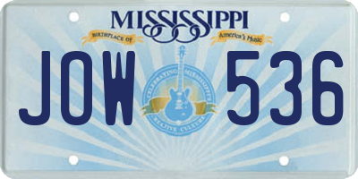 MS license plate JOW536