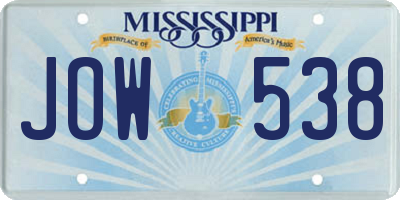 MS license plate JOW538