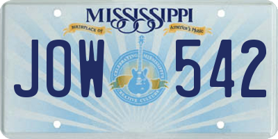 MS license plate JOW542