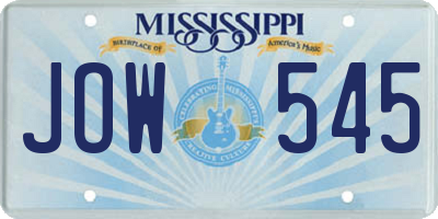 MS license plate JOW545