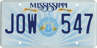 MS license plate JOW547