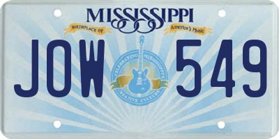 MS license plate JOW549