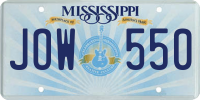 MS license plate JOW550