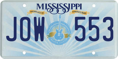MS license plate JOW553