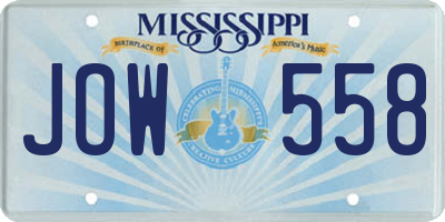 MS license plate JOW558
