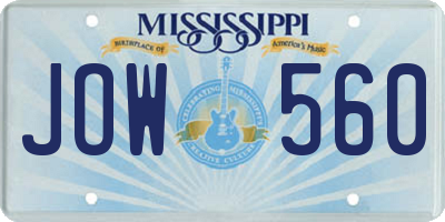 MS license plate JOW560