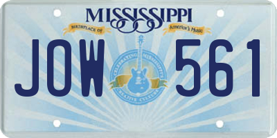 MS license plate JOW561