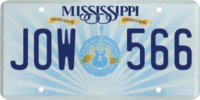 MS license plate JOW566