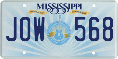 MS license plate JOW568