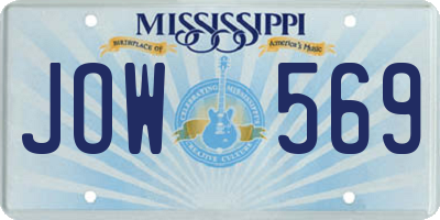 MS license plate JOW569