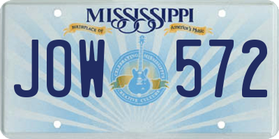 MS license plate JOW572