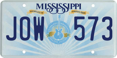 MS license plate JOW573