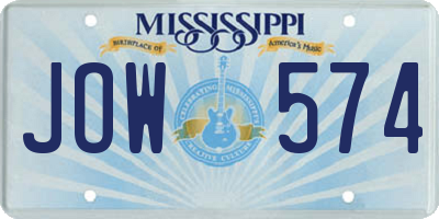 MS license plate JOW574