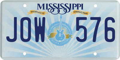 MS license plate JOW576