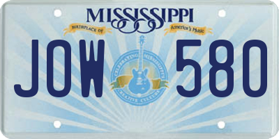 MS license plate JOW580