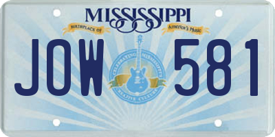 MS license plate JOW581