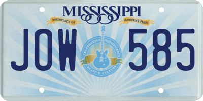 MS license plate JOW585
