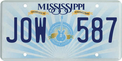 MS license plate JOW587