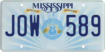 MS license plate JOW589