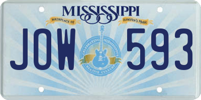 MS license plate JOW593
