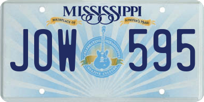 MS license plate JOW595