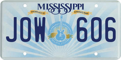 MS license plate JOW606
