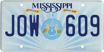 MS license plate JOW609