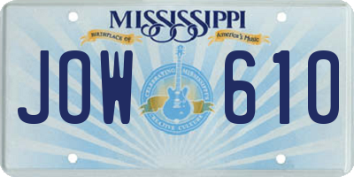 MS license plate JOW610