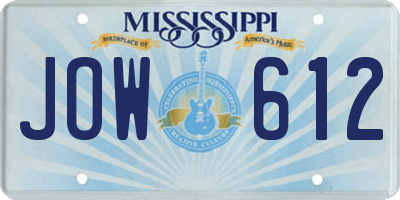 MS license plate JOW612