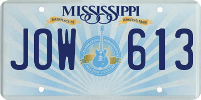 MS license plate JOW613