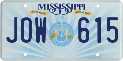 MS license plate JOW615