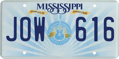MS license plate JOW616