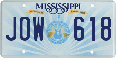 MS license plate JOW618