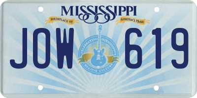 MS license plate JOW619
