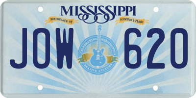 MS license plate JOW620